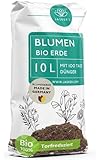 Bio Blumenerde 10 L mit Dünger - Erde für Pflanzen - Torfreduzierte Pflanzenerde aus 100%...