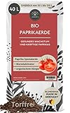 Bio Paprikaerde 40 L - 100% Torffreie Bio Erde - Mit Dünger und Wurzelaktivator - Blumenerde für...