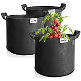 com-four® 3X Pflanzsack je 60 L für Kartoffeln - Tomaten-Kübel mit Griffen - Pflanztasche -...