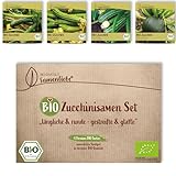 BIO Zucchini Samen Set: 4 Sorten samenfeste BIO Gemüse Samen mit runde Zucchini Samen - alte Sorten...