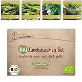 BIO Zucchini Samen Set: 4 Sorten samenfeste BIO Gemüse Samen mit runde Zucchini Samen - alte Sorten...