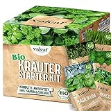 valeaf BIO Kräuter Starter Set I Kräuter Anzuchtset m. Bio Kräuter Samen I Kräuter Pflanzset I...