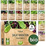 BIO Salat Samen Set - 14 Sorten Salatsamen aus biologischem Anbau I samenfestes Salat Saatgut I Bio...